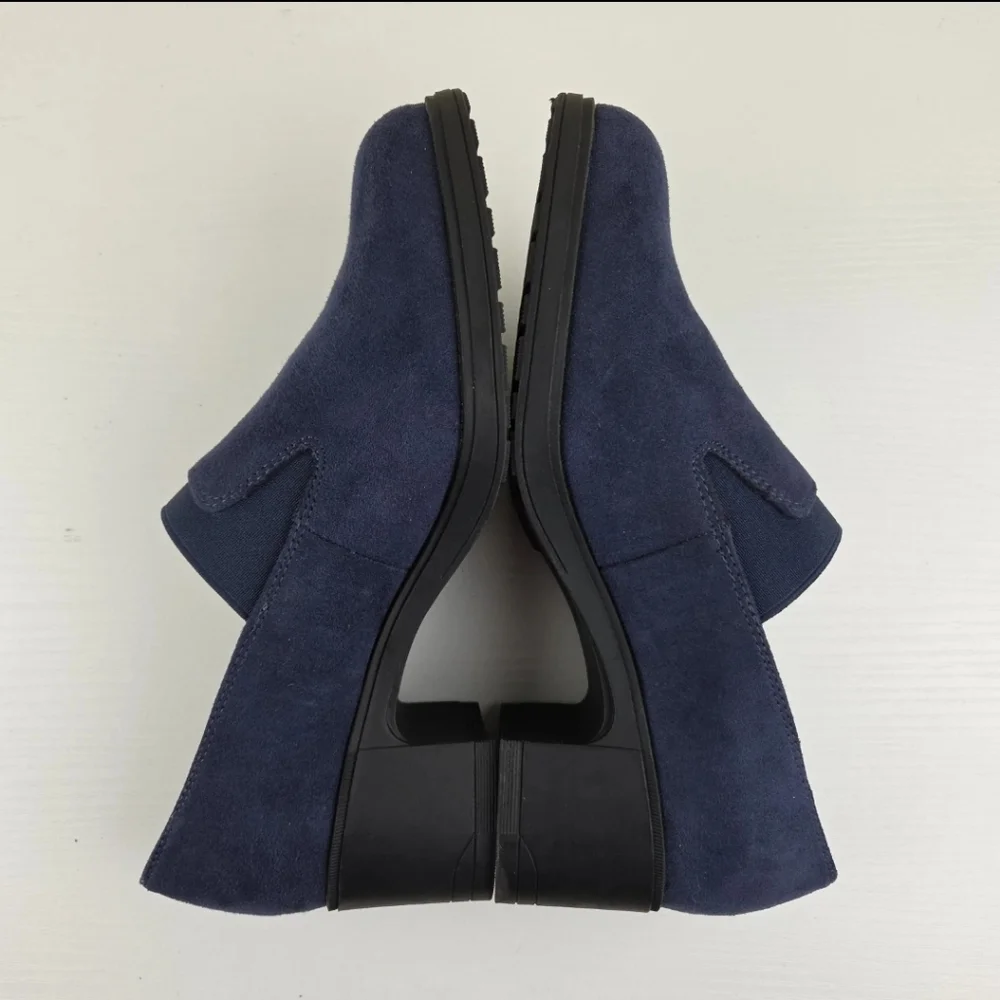 Cliffs by White Mountain‎ Hunton Block Heel Loafer Pump Navy Suedette 7.5W